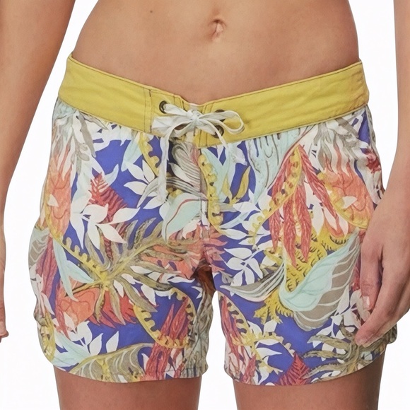 Patagonia Wavefarer Board Surf Swimwear Shorts Jurassic Ferns Violet Blue - Picture 2 of 10